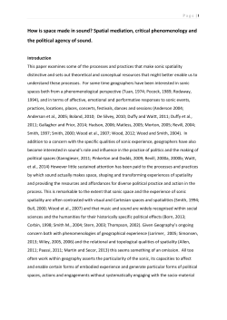How is space made in sound? Spatial mediation, critical