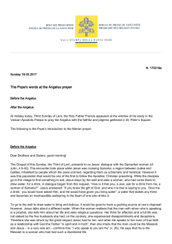 The Pope`s words at the Angelus prayer