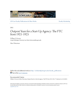 Outpost Years for a Start-Up Agency: The FTC from 1921-1925
