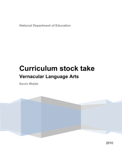 Curriculum stock take for Vernacular Language Arts