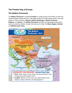 The Powder Keg of Europe The Balkan Peninsula