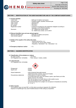 Safety data sheet Refill gas for lighters and burners