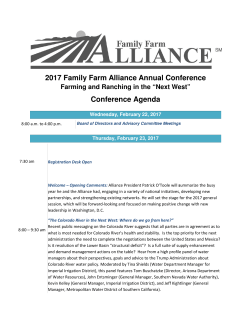 2017 Family Farm Alliance Annual Conference Conference Agenda