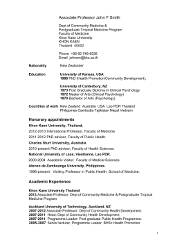 John F Smith PhD - Research Affair Faculty of Medicine Khon Kaen