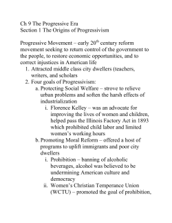 Ch 9 The Progressive Era Section 1 The Origins