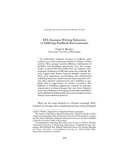 EFL Business Writing Behaviors in Differing Feedback Environments