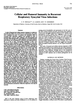 Cellular and Humoral Immunity in Recurrent Respiratory