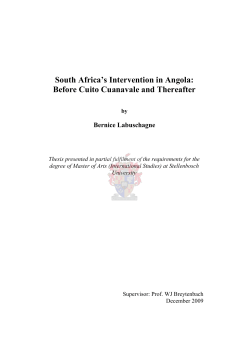South Africa`s Intervention in Angola: Before Cuito
