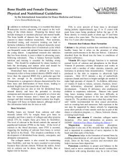 Bone Health and Female Dancers: Physical and Nutritional
