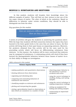 MODULE 2: SUBSTANCES AND MIXTURES How are mixtures
