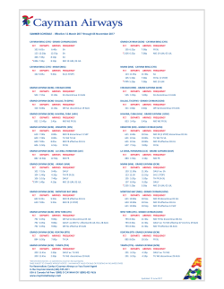 SUMMER SCHEDULE - Cayman Airways