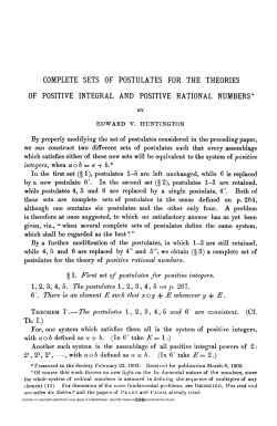 complete sets of postulates for the theories of positive integral and