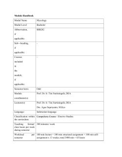 Module Handbook Modul Name Mycology Modul Level Bachelor