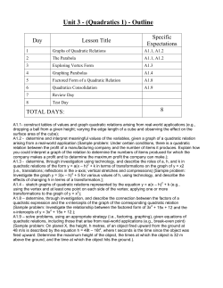 Unit 3 - (Quadratics 1) - Outline