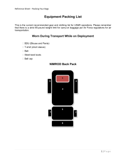 Equipment Packing List