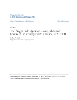 The "Negro Park" Question: Land, Labor, and Leisure in Pitt County