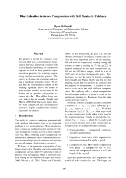 Discriminative Sentence Compression with Soft Syntactic Evidence
