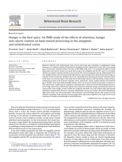 Behavioural Brain Research Hunger is the best spice: An fMRI study