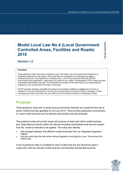 Guideance Notes - Model Local Law No. 4 (Local Government