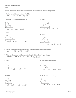 Geometry Chapter 8 Test version A with solutions 2-27