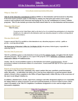 Title IX Of the Education Amendments Act of 1972