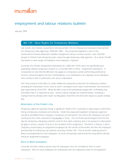 Bill 139 - New Rights for Temporary Workers
