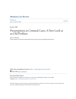 Presumptions in Criminal Cases - The Scholarly Forum @ Montana
