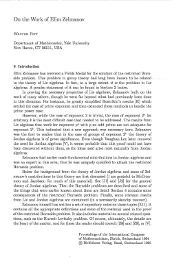 On the Work of Efim Zelmanov - International Mathematical Union