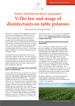 Post-harvest decay of potatoes V:The law and usage of disinfectants