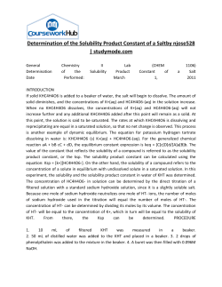 Determination of the Solubility Product Constant of a