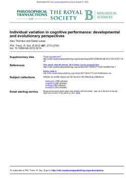 and evolutionary perspectives Individual variation in cognitive