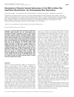 Determination of Polycyclic Aromatic Hydrocarbons in Fresh Milk by