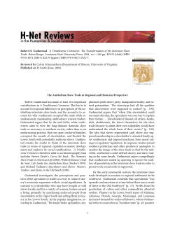 The Antebellum Slave Trade in Regional and Historical - H-Net