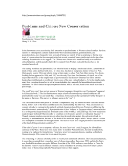Henry Zhao Post-Isms and Chinese New Conservatism