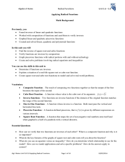 Algebra II Notes Radical Functions Unit 5.6 &ndash; 5.8 Applying