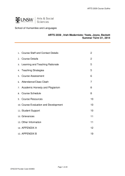 ARTS2039 Irish Modernists: Yeats, Joyce, Beckett