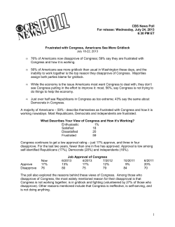 CBS News Poll For release
