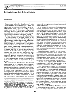 Dr. Shapiro Responds to Dr. Hertz
