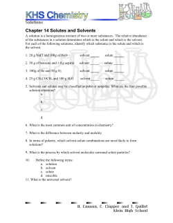 Chapter 6 Solutes and Solvents