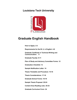 Graduate Studies in English Handbook and Forms