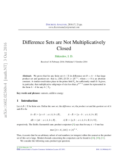 Difference Sets are Not Multiplicatively Closed
