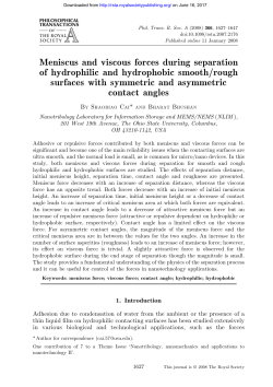 Meniscus and viscous forces during separation of hydrophilic and