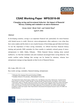 Changing saving and investment behavior: the impact of financial