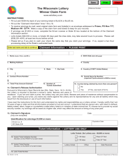 Winner Claim Form - Wisconsin Lottery