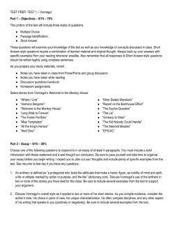 TEST PREP: TEST 1 &ndash; Vonnegut Part 1 &ndash; Objectives &ndash; 9/15 &ndash; 70