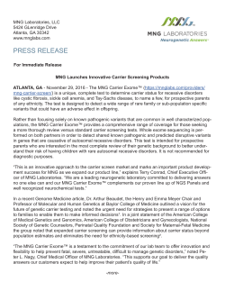 PRESS RELEASE - MNG Laboratories