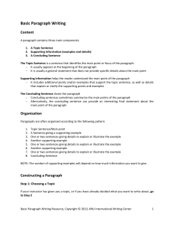 Basic Paragraph Writing - International Writing Center(IWC)