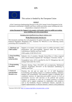 Action Fiche for [beneficiary country/region/Theme]