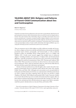 TALKING ABOUT SEX: Religion and Patterns of Parent&ndash;Child