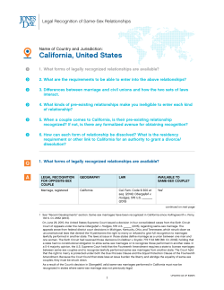 California - Legal Recognition of Same